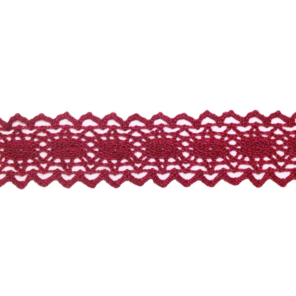 Кружево отеч. арт. 3749 шир. 18-24 мм, рис. 2501079  № 262 ДС бордо (уп. 25 м)