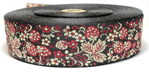 Лента отделочн. жаккард. арт. 3379 рис. 9540 шир. 47 мм черно/малиновый (уп. 50 м.)